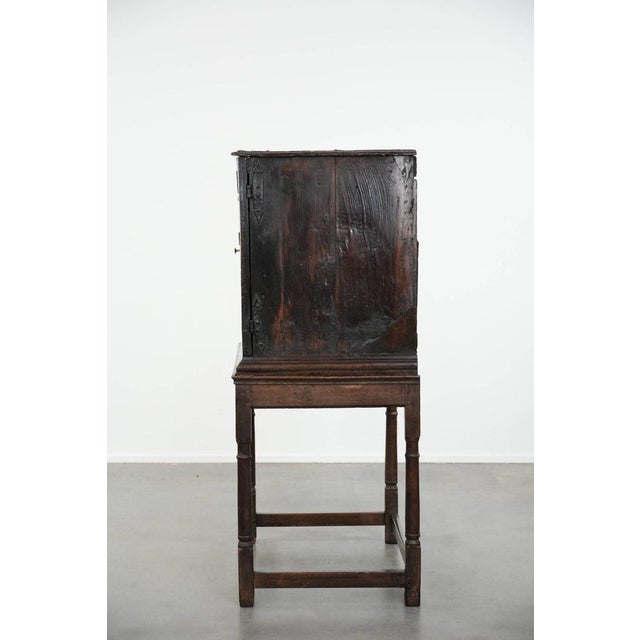 Wood Antique English Oak Cabinet on Stand, 1600s For Sale - Image 7 of 18