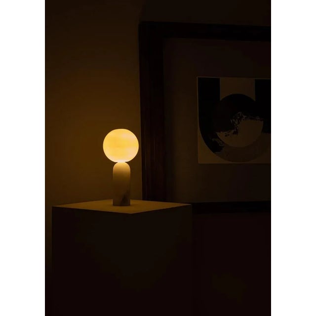 White Alabaster and Steel Atlas Table Lamp by Simone & Marcel For Sale - Image 6 of 8