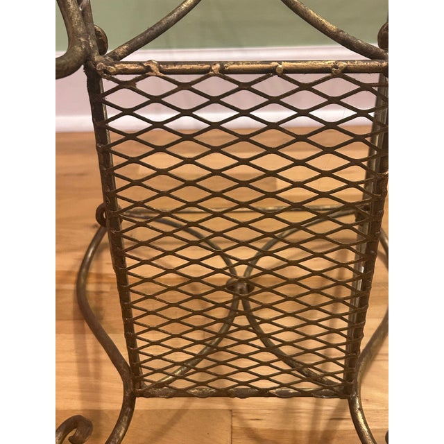 Vintage Mid-Century French Style Wrought Iron Scroll Magazine Rack For Sale - Image 10 of 10
