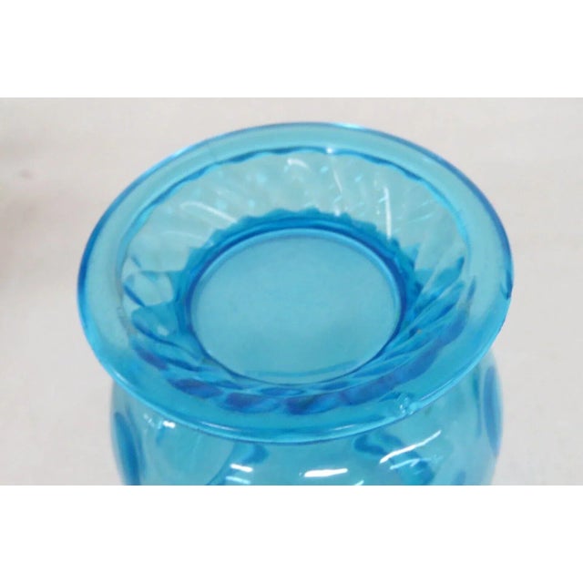 Optic Dot Pattern Blue Glass Small Creamer Pitcher For Sale - Image 10 of 13