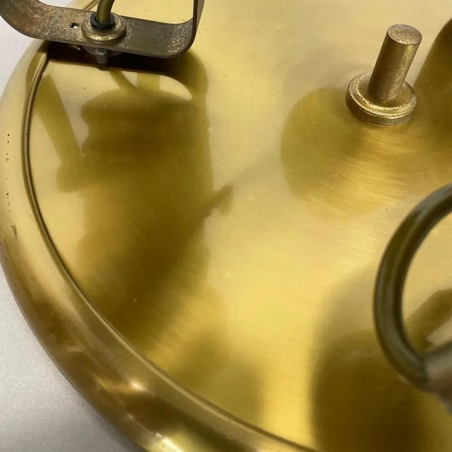 Modern Three-Spot Brass and Oak Ceiling Light from TEMDE Leuchten, Germany 1970s For Sale - Image 6 of 18
