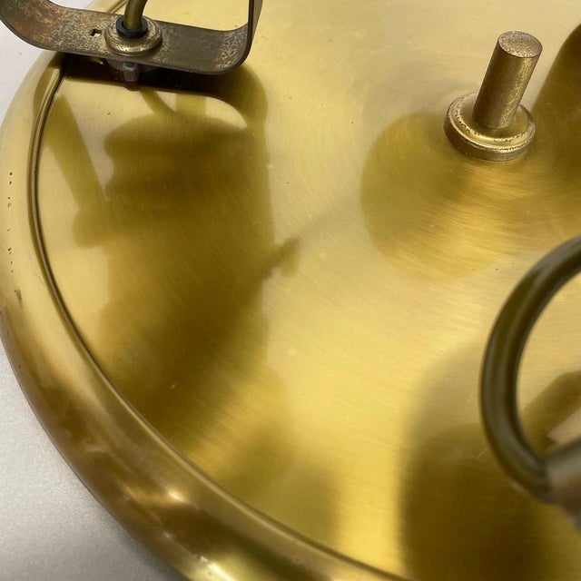 Modern Three-Spot Brass and Oak Ceiling Light from Temde Lights, 1970s For Sale - Image 6 of 18