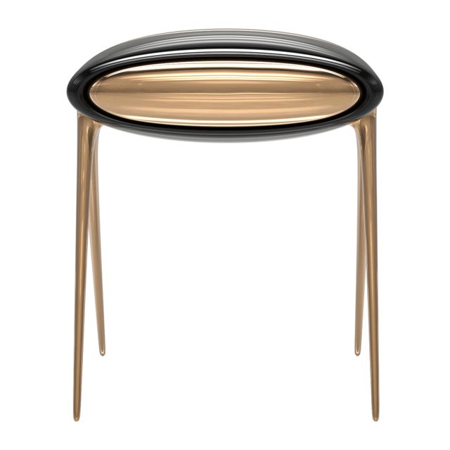 Art Deco "Utopia" Console & Credenza With Bronze and Stainless Steel, Handcrafted For Sale - Image 3 of 7
