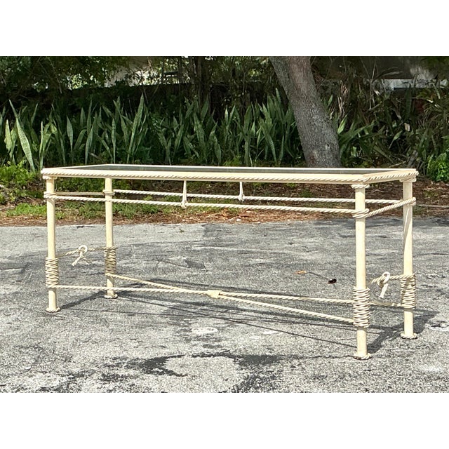 Metal Vintage Boho Twisted Wrought Iron Console Table For Sale - Image 7 of 12