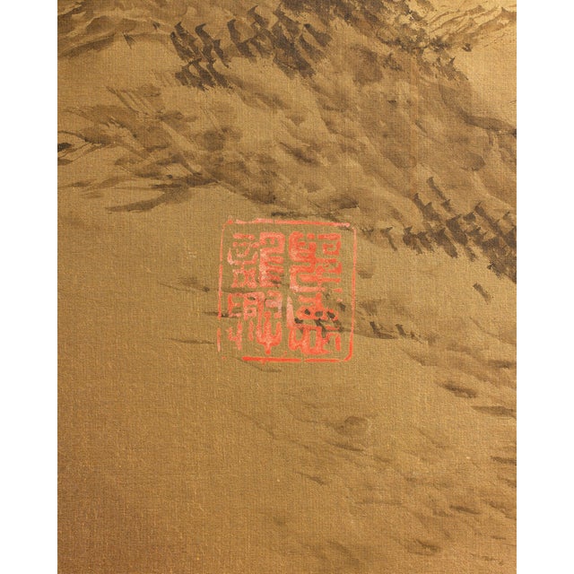 Japanese Two Panel Screen: Rural Mountain Landscape For Sale In New York - Image 6 of 13
