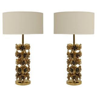 Italian Contemporary Brass Table Lamps, Set of 2 For Sale
