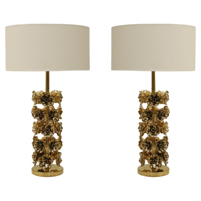 Italian Contemporary Brass Table Lamps, Set of 2 For Sale