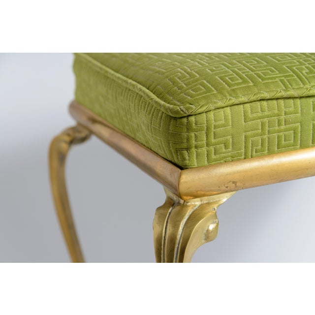 Metal 1950s Mid-Century Italian Chiavari Solid Brass Side Chair With Green Cushion For Sale - Image 7 of 12