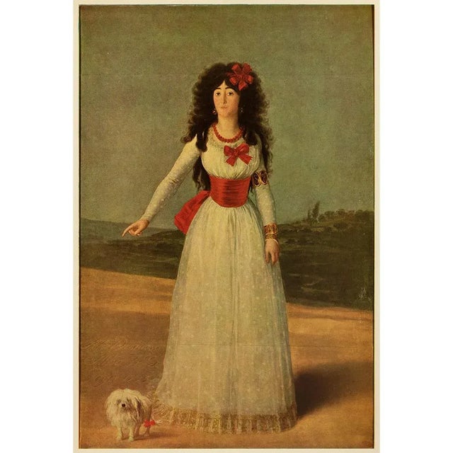 Circa 1940s After Francisco Goya "Portrait of the Duchess of Alba" Vintage Full-Color Print For Sale In Dallas - Image 6 of 6