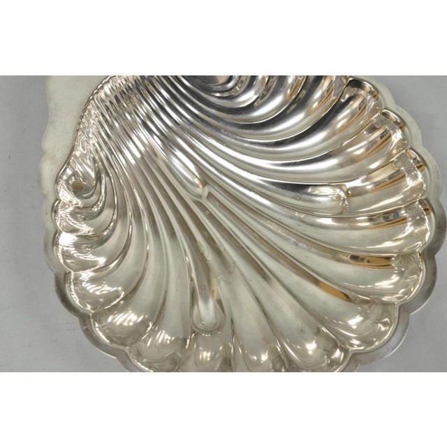 Mid 20th Century Vintage Mid Century Modern Large Silver Plated Clam Shell Serving Dish Platter For Sale - Image 5 of 8