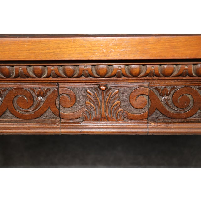 Antique Georgian Style Carved Console Table With Inlaid Wood Top For Sale - Image 12 of 13
