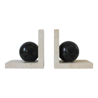 Vintage Tessellated Sphere Stone Bookends by Renoir Designs For Sale