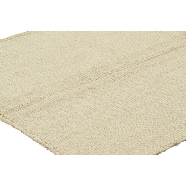 Rug & Kilim’s Contemporary Kilim in Cream White Textural Stripes For Sale In New York - Image 6 of 8