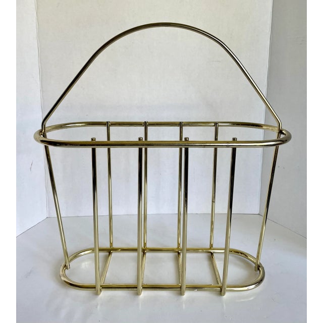 Brass Vintage Postmodern Gold Brass Oval Magazine Rack For Sale - Image 8 of 8