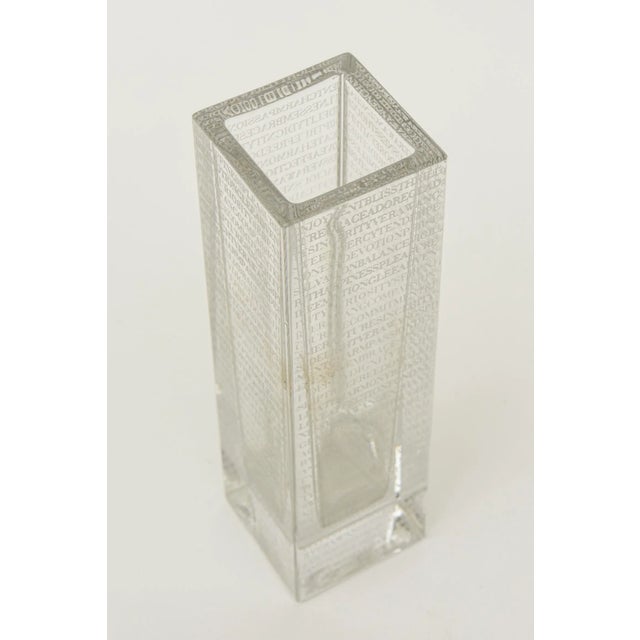 Wedgwood Modern Glass Spiritual Cascading Words Vase For Sale - Image 4 of 12