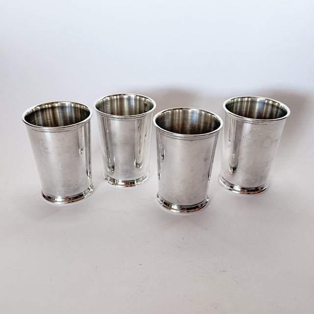 1980s Vintage Silver Plated Mint Julep Cups, Reed & Barton, Set of 4 For Sale - Image 5 of 17
