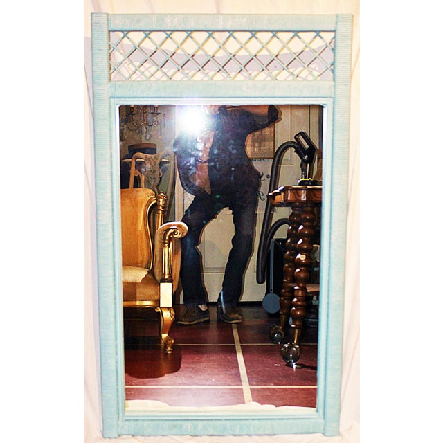 1980s Vintage Henry Link Painted Wicker Mirror Chairish