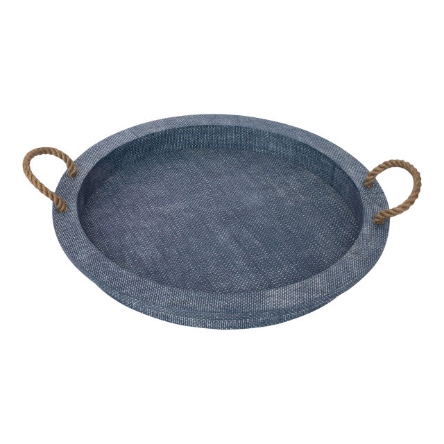 Regina Andrew Aegean Serving Tray in Indigo For Sale