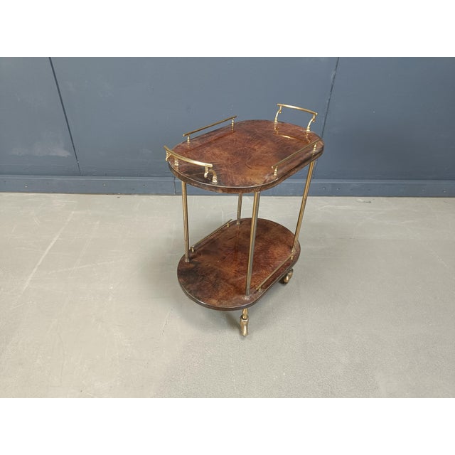 Italian Lacquered Parchment Serving Bar Cart by Aldo Tura, 1960s For Sale - Image 12 of 12