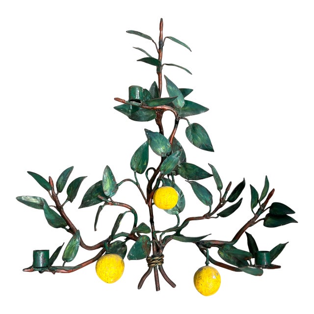Vintage Italian Tole Lemon Wall Mounted Candle Sconce For Sale