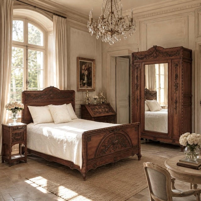 19th Century French Louis XVI Walnut Nightstand is a jewel of the Louis XVI neoclassical tradition, every surface animated...