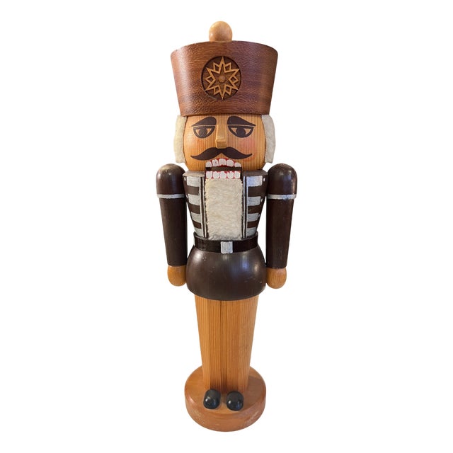 Handmade Nutcracker Christmas Decoration in Wood from Erzgebirge, 1980s For Sale