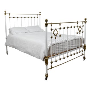 Antique Victorian Brass and Iron King Size Bed, 1800s For Sale