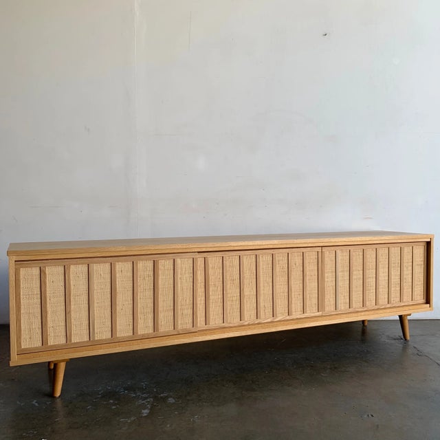 White Oak and Cane Credenza Three Panels For Sale - Image 10 of 17