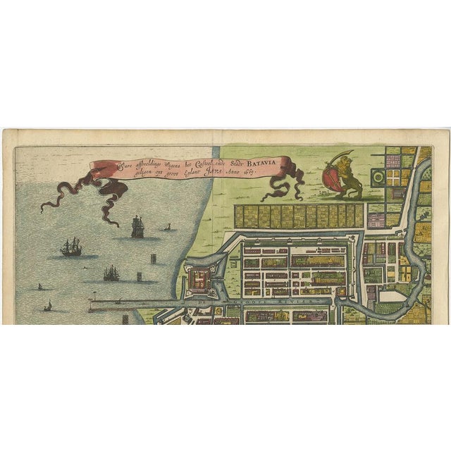 Antique Map of Batavia Jakarta by Montanus, 1679 For Sale - Image 4 of 11