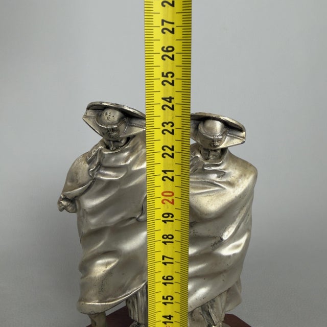 Silver-Plated Brass Sculpture of Carabinieri in the Storm by A. Berti, 1950s For Sale - Image 15 of 16