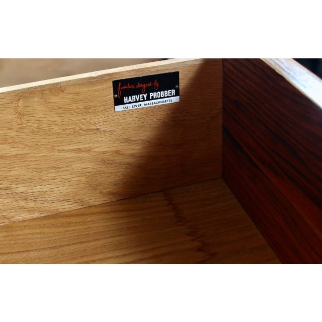 1970s Harvey Probber Zebrano & Ebonized Mahogany Two Drawer Desk For Sale - Image 11 of 12