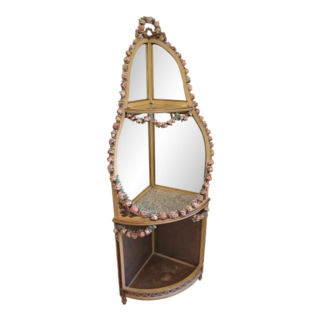 Vintage Hollywood Regency Corner Etagere For Sale