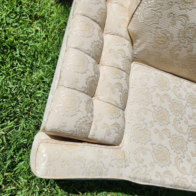 1950 Sectional Sofa Ivory Damask American All Original Custom For Sale In Orlando - Image 6 of 14