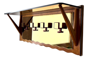 Coat Rack with Mirrored Sections and Glass Hat Shelf