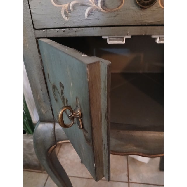 Early 20th Century Intervention No, Bleu & Gold" – Signed Hand-Distressed Folk Baroque Cabinet For Sale In Tampa - Image 6 of 11