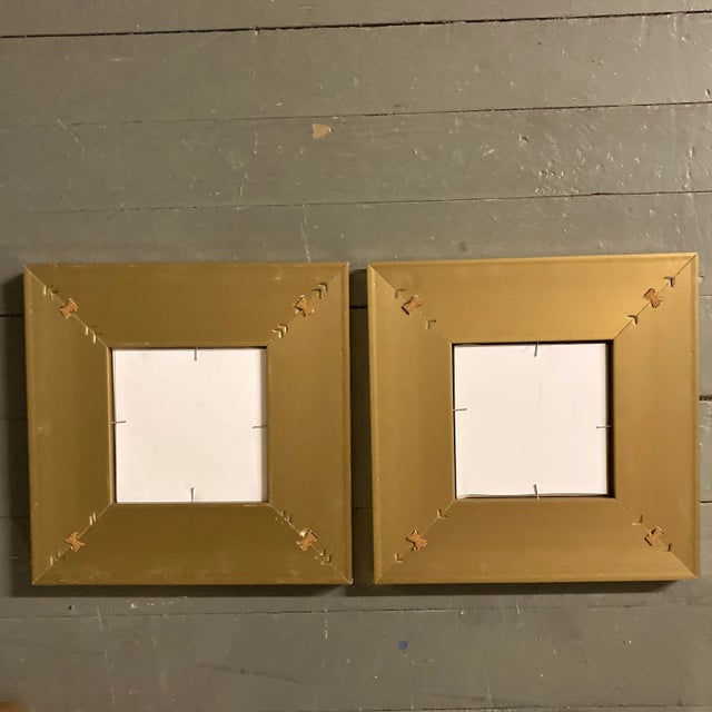 1970’s Original Small Abstract Watercolor Paintings -Gilt Striped Frames-A Pair For Sale - Image 4 of 4