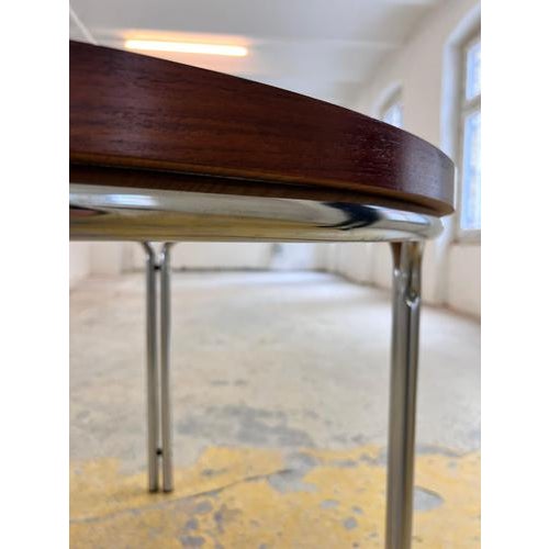 Round Dining Table in Rosewood and Chrome For Sale - Image 10 of 11