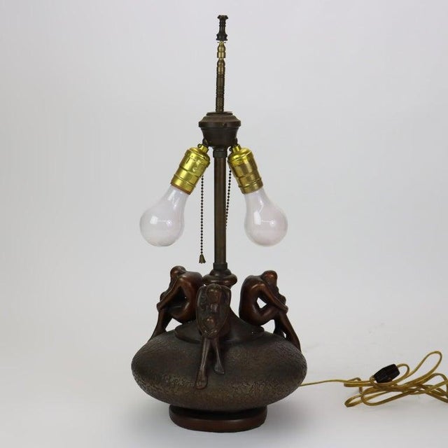 Metal Antique Frankart School Art Deco Figural Bronzed Table Lamp C1920 For Sale - Image 7 of 9