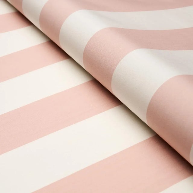 Transitional Schumacher James Stripe Fabric in Blush For Sale - Image 3 of 3