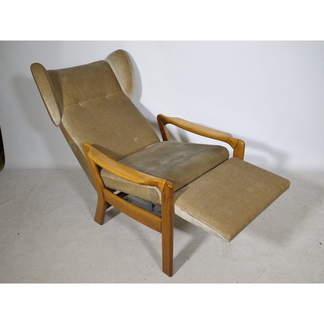 Mid-Century Modern Wingback Chair with Folding Function in Wood, 1970s For Sale - Image 11 of 12