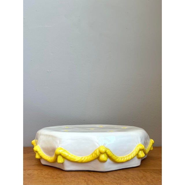 Vintage Glazed Ceramic Tufted Cushion For Sale In West Palm - Image 6 of 12