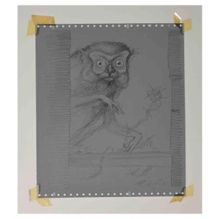 Leo Guida, Lemur, Original Pencil Drawing, 1971 For Sale