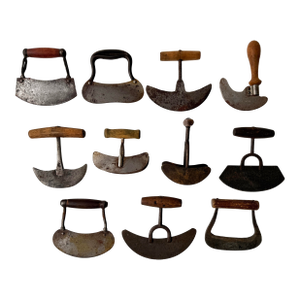 Collection of 11 Antique French & American Food Choppers – Herb/Bowl Choppers