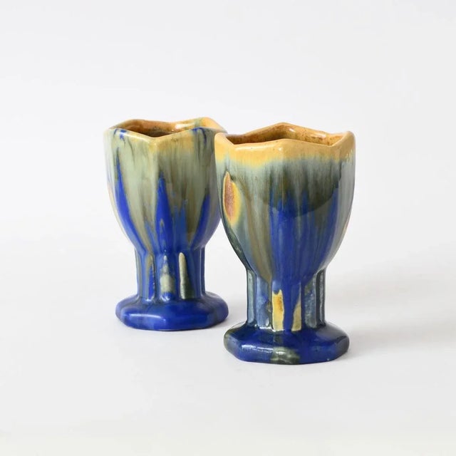 Small Drip Glaze Vases from Faiencerie Thulin, Set of 2 For Sale - Image 3 of 7
