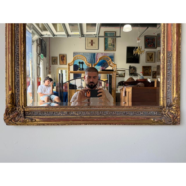 Antique 19th Century French Rococo Distressed Giltwood Wall Mirror For Sale - Image 11 of 12