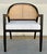 Stylish Organic Modern Cane Dining Chairs Set of 4, black wood frame, off-white fabric, showroom floor sample