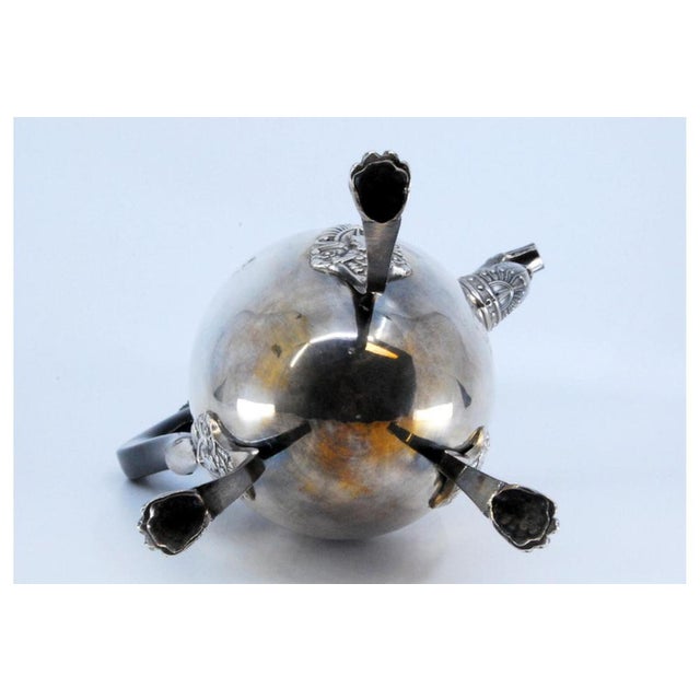 Silver Coffee Pot with Grooved Body and Lid and Chestnut Wood Handle For Sale - Image 6 of 11