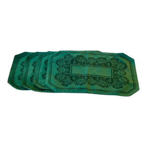 Vintage Bottle Green Brocade Placemats