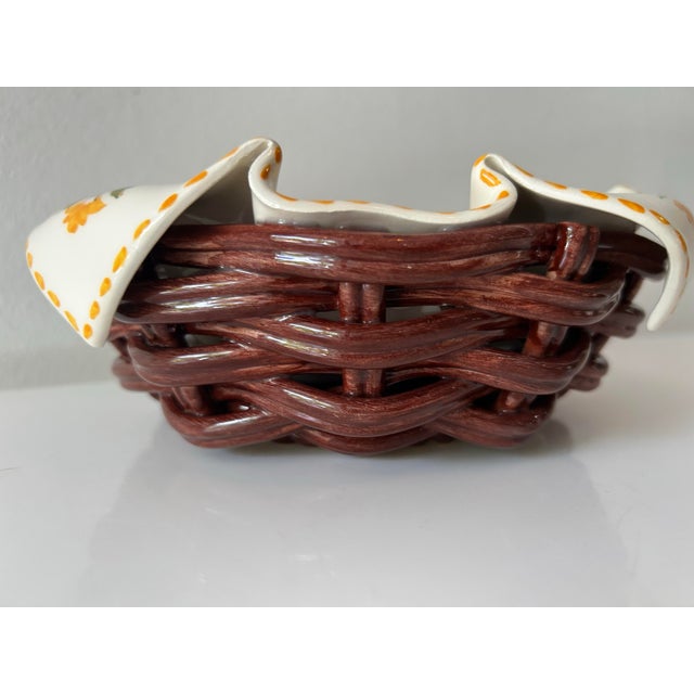 Mediterranean Mid 20th Century Faux Napkin Majolica Serving Dish- Made in Portugal For Sale - Image 3 of 8