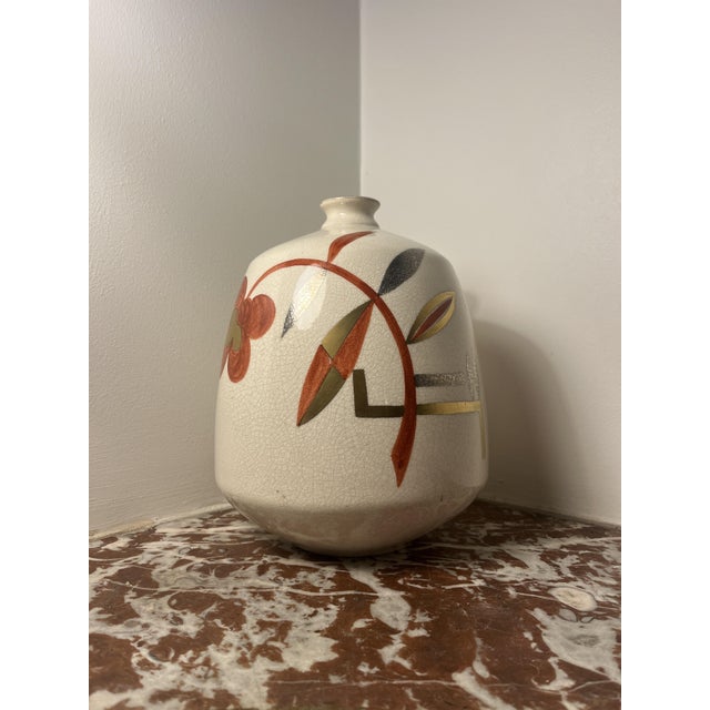 Ceramic Vase with Crackled Enamel from Gustave Asch, 1890s For Sale - Image 3 of 7